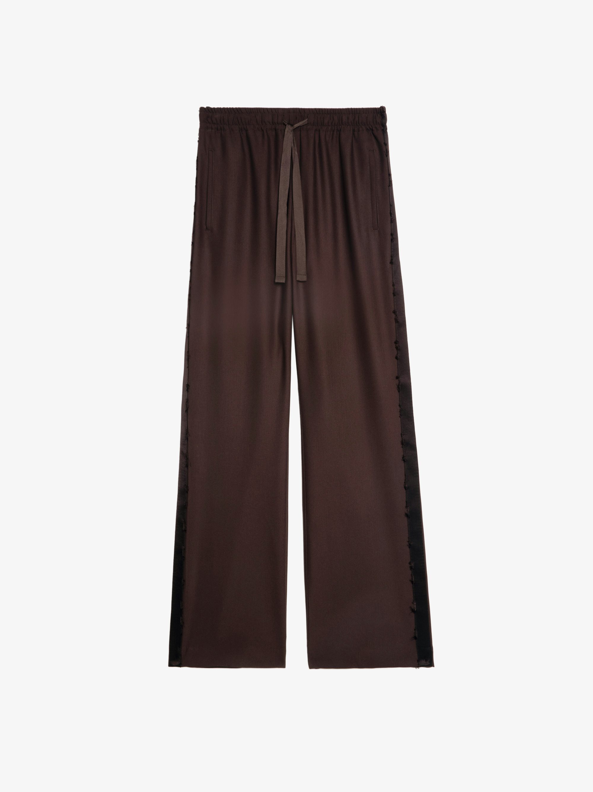 Poma Trousers - Straight-cut tailored trousers with a jogging-inspired design, featuring satin stripes and an elastic waistband.